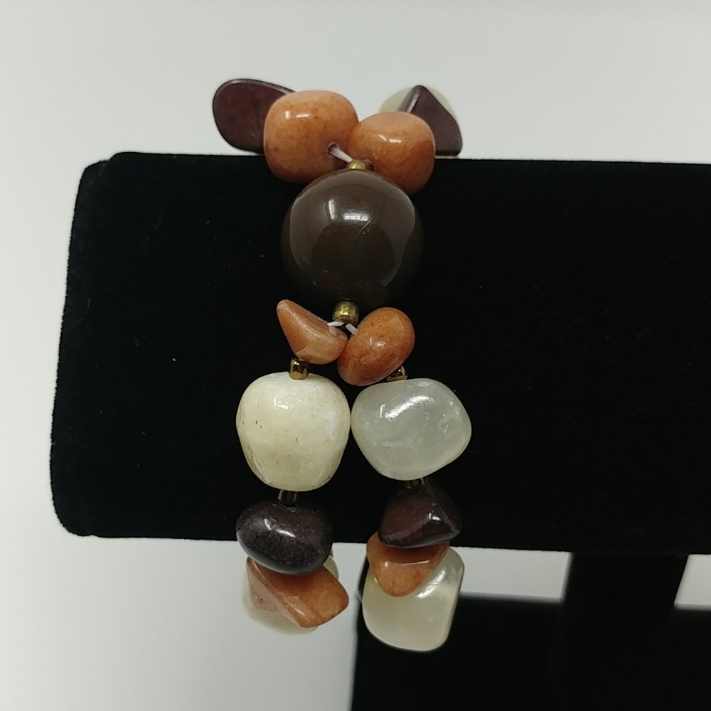 Brown Bead Criss Cross Stretch Bracelet